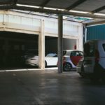 cars parked under a covered area